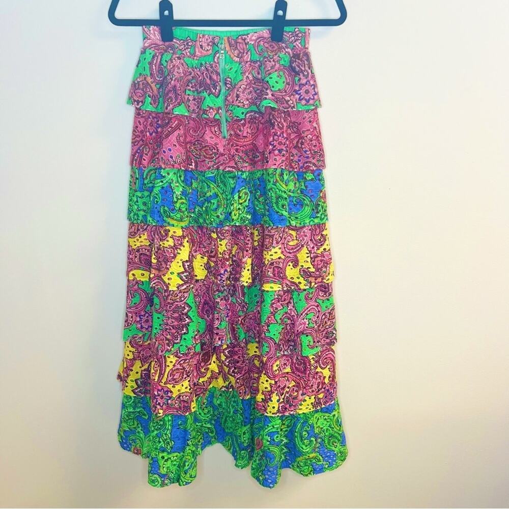 Alice + Olivia SET Jia tiered skirt & Crawford smocked Crop Top Size XS / 2 - Picture 13 of 15